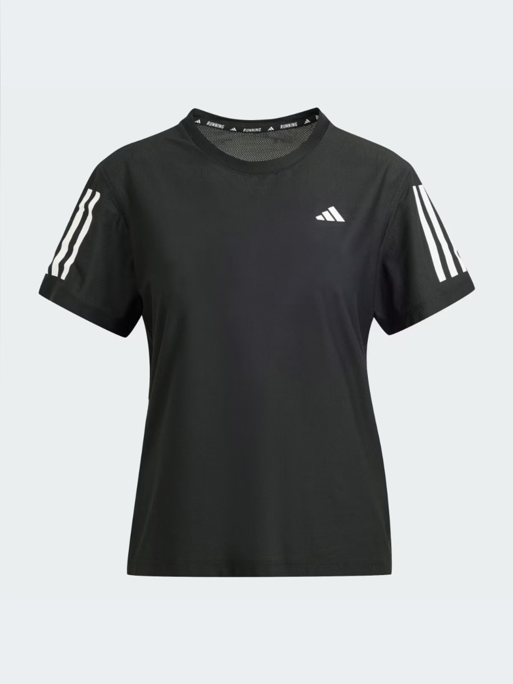adidas Black Short-Sleeve Crew Tee with White 3-Stripes